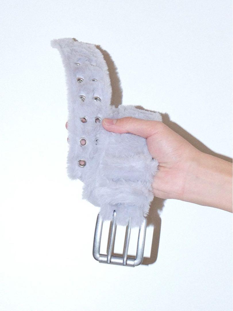 【即発】ファーベルト fancy fur long belt グレー AFB