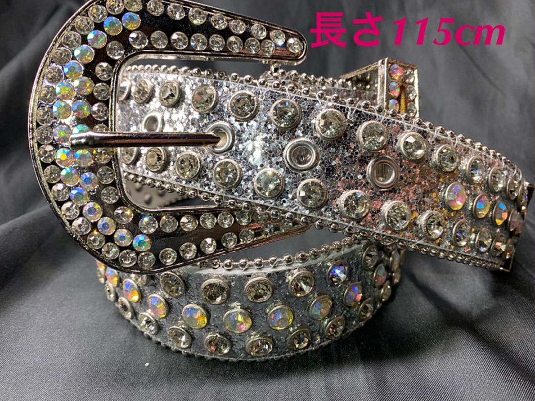 【115cm】ギラギラ ブリンブリン ウエスタン ベルト シルバー LEX