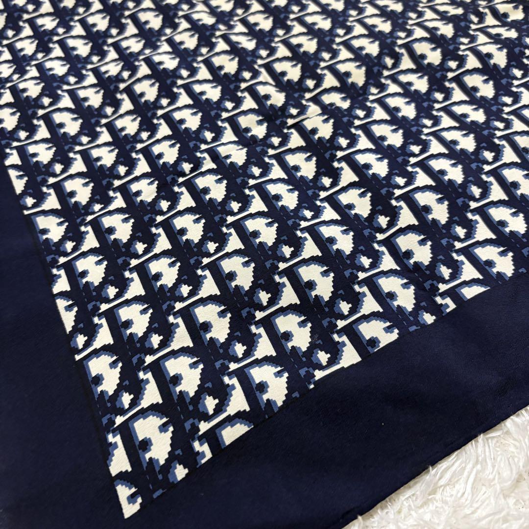 Christian Dior スカーフ シルク　トロッター　総柄　ネイビー
