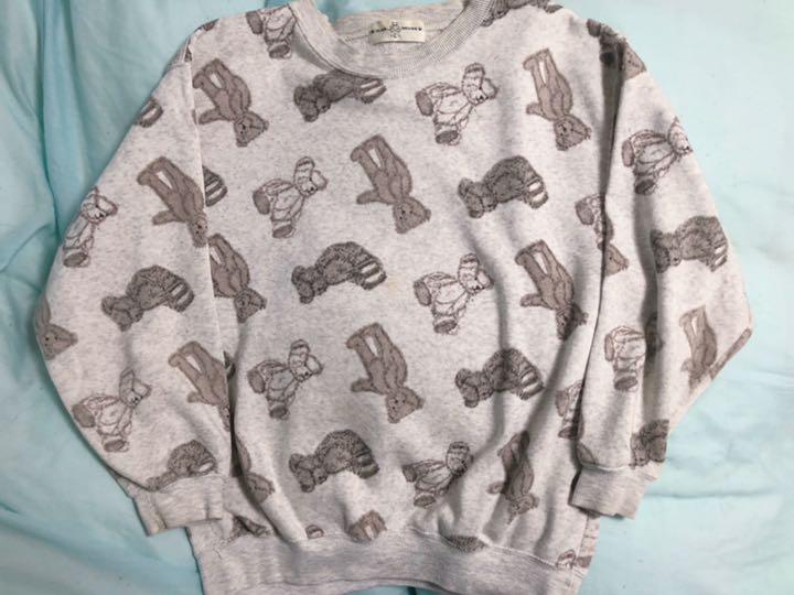 ☆くまさんスウェット トレーナー グレー ファンシー レトロ 80's 古着☆