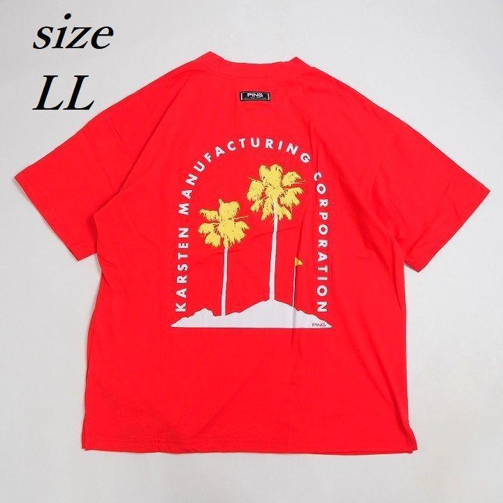新品 ピン ゴルフ ビッグシルエット ハイネック バックプリント レッド LL