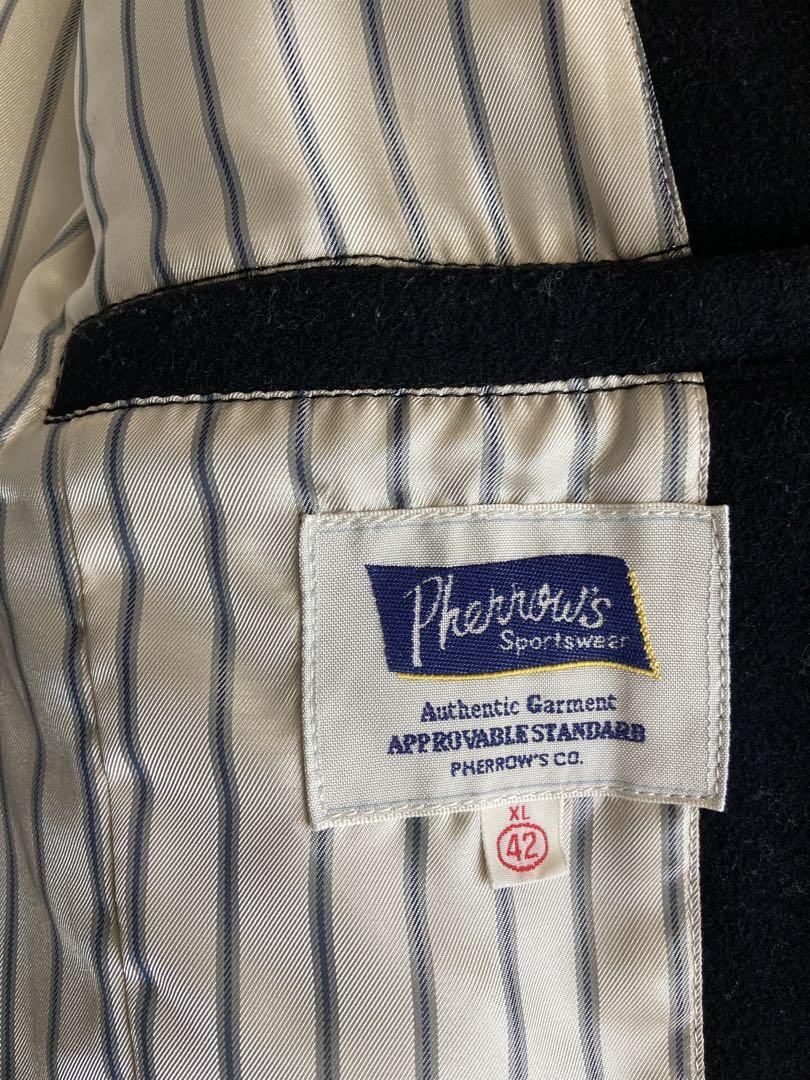 Pherrow's ウールダブルブレスト ピーコート 黒 42 XL