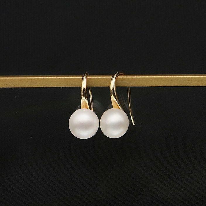 011c【大人気】フックピアス　淡水真珠　一粒パール　8mm　S925　ゴールド