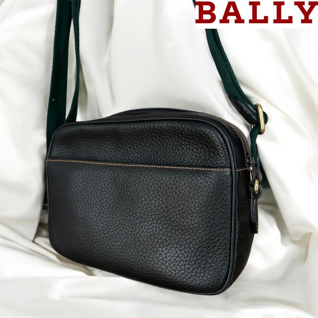 BALLY バリー ショルダーバッグ レザー シボ革 ブラックBally
