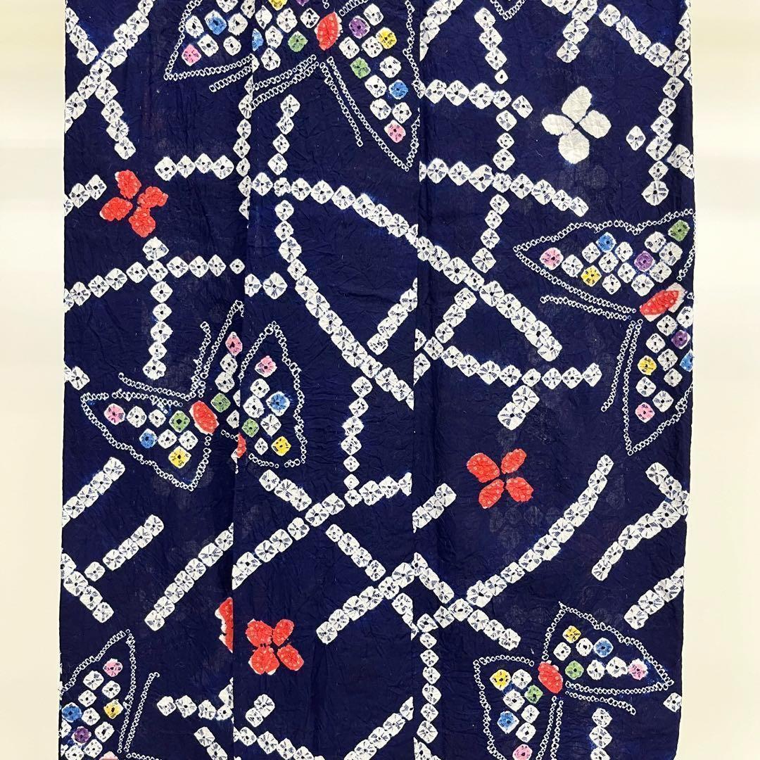 夏着物 浴衣 有松鳴海本絞り 蝶々に花模様 藍色 K-3884 - メルカリ