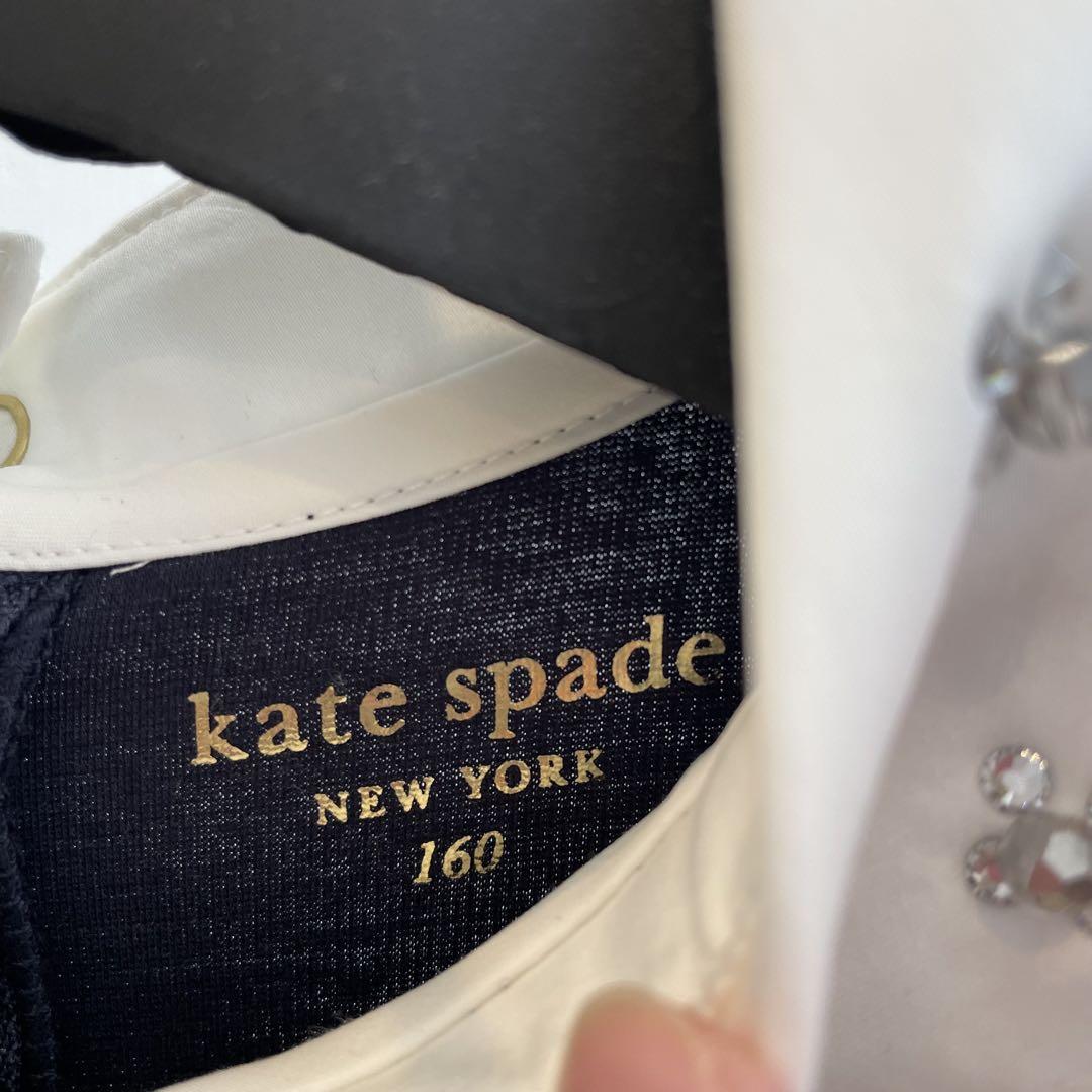 kate spade ネイビー 白襟付き 半袖ワンピース 160 - メルカリ