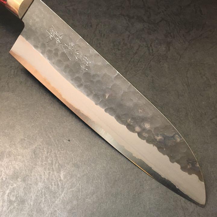 100%新品格安 銀座 菊藤 黒打 三徳包丁 180ミリ 青紙割込鋼 IYw94-m42191981609 得価豊富な