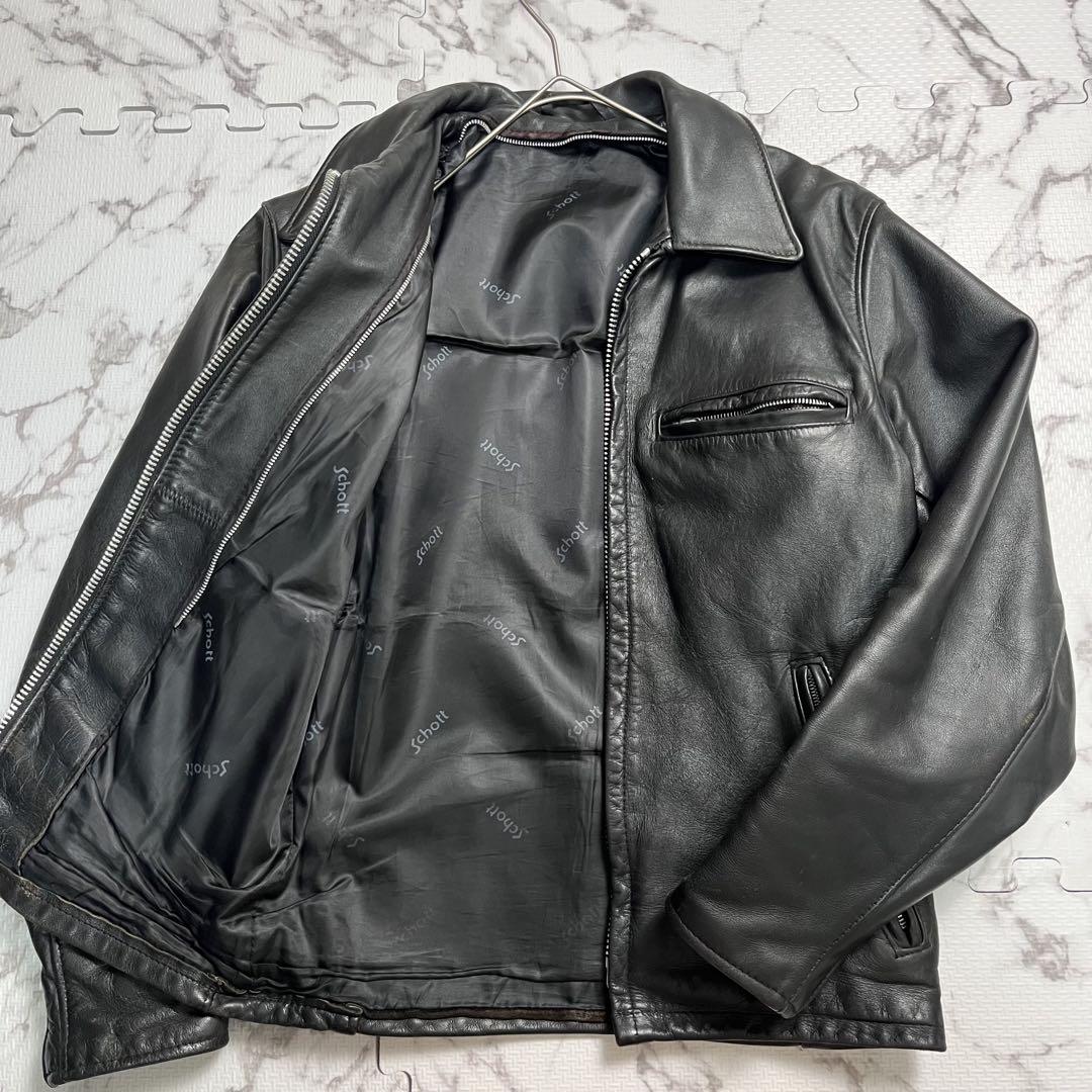 米国製】✨schott シングルライダース 643 34サイズ 黒 牛革