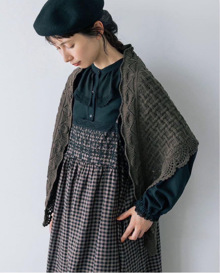 サマンサモスモス　kazumi キャミワンピース　モカ　ギンガムチェック　刺繍 サマンサモスモス kazumi キャミワンピース モカ ギンガム