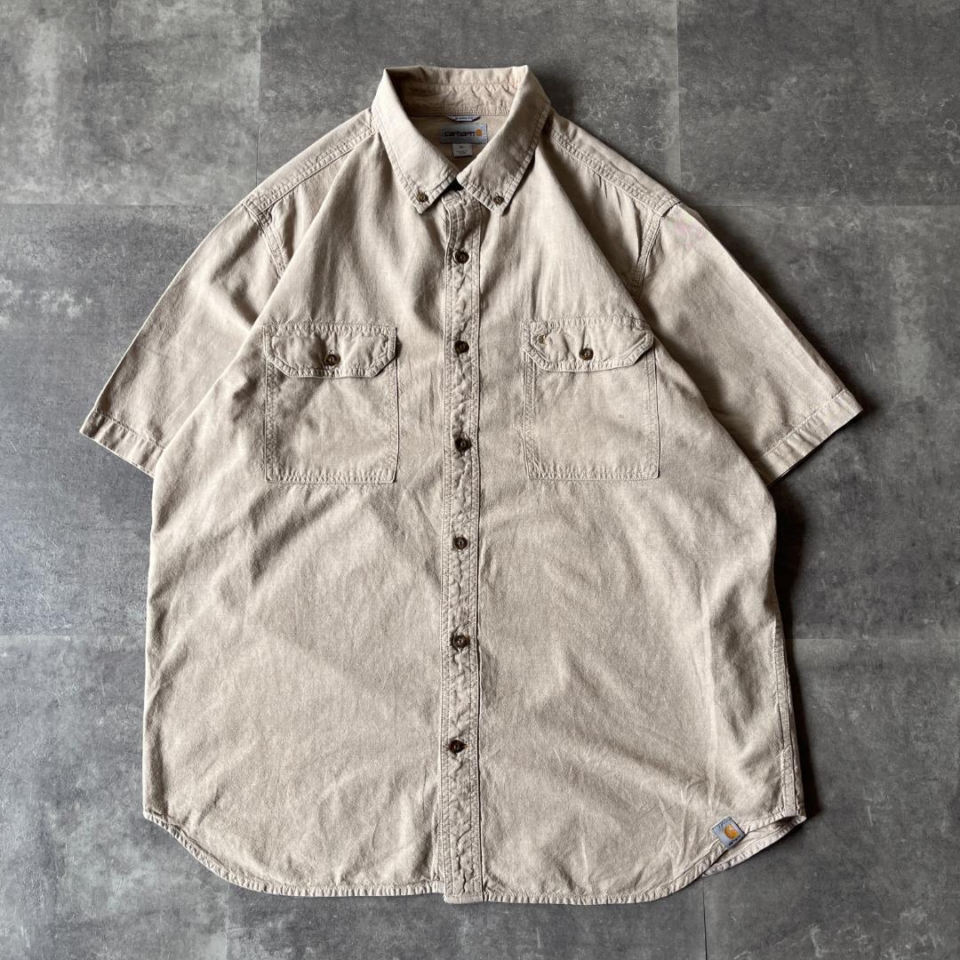 00s Carhartt 半袖BDワークシャツ XL ベージュ A205