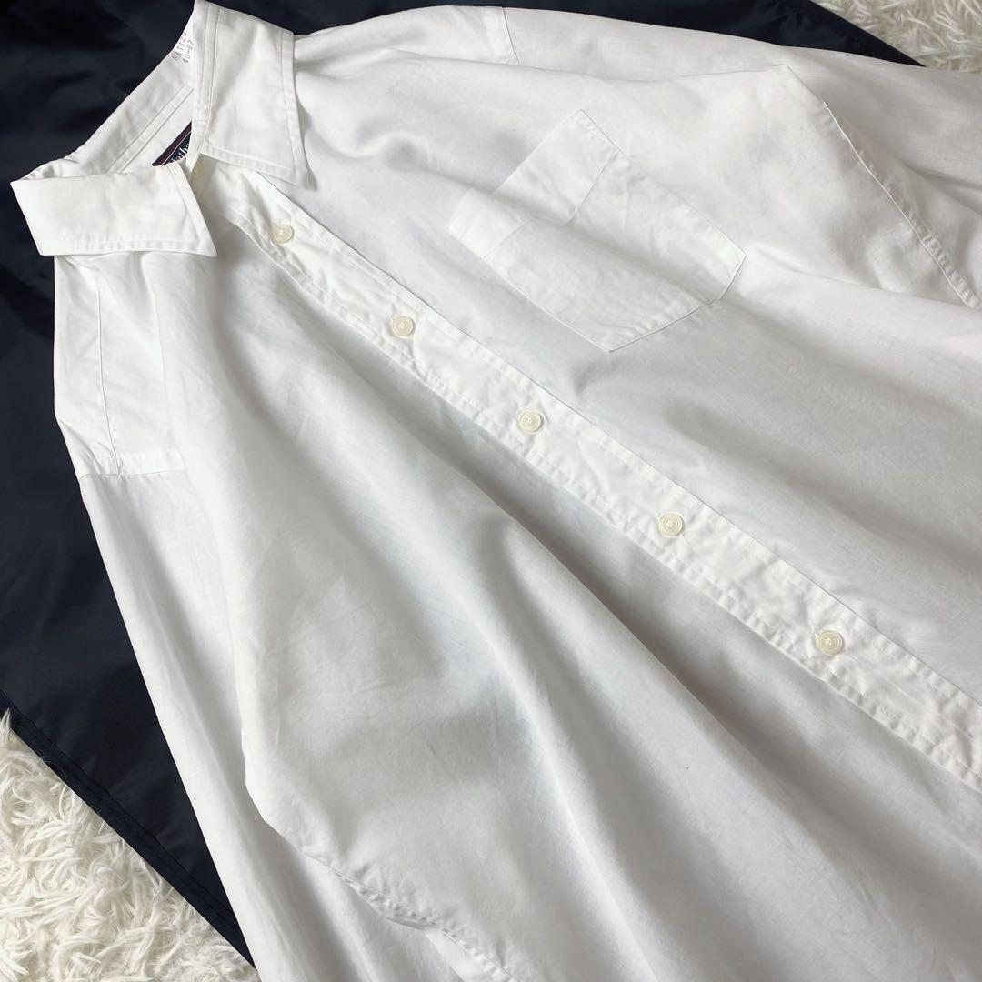 1未使用級！　80s　ハサウェイ　コットン　リネン　ワイド　シャツ　白　XL相当