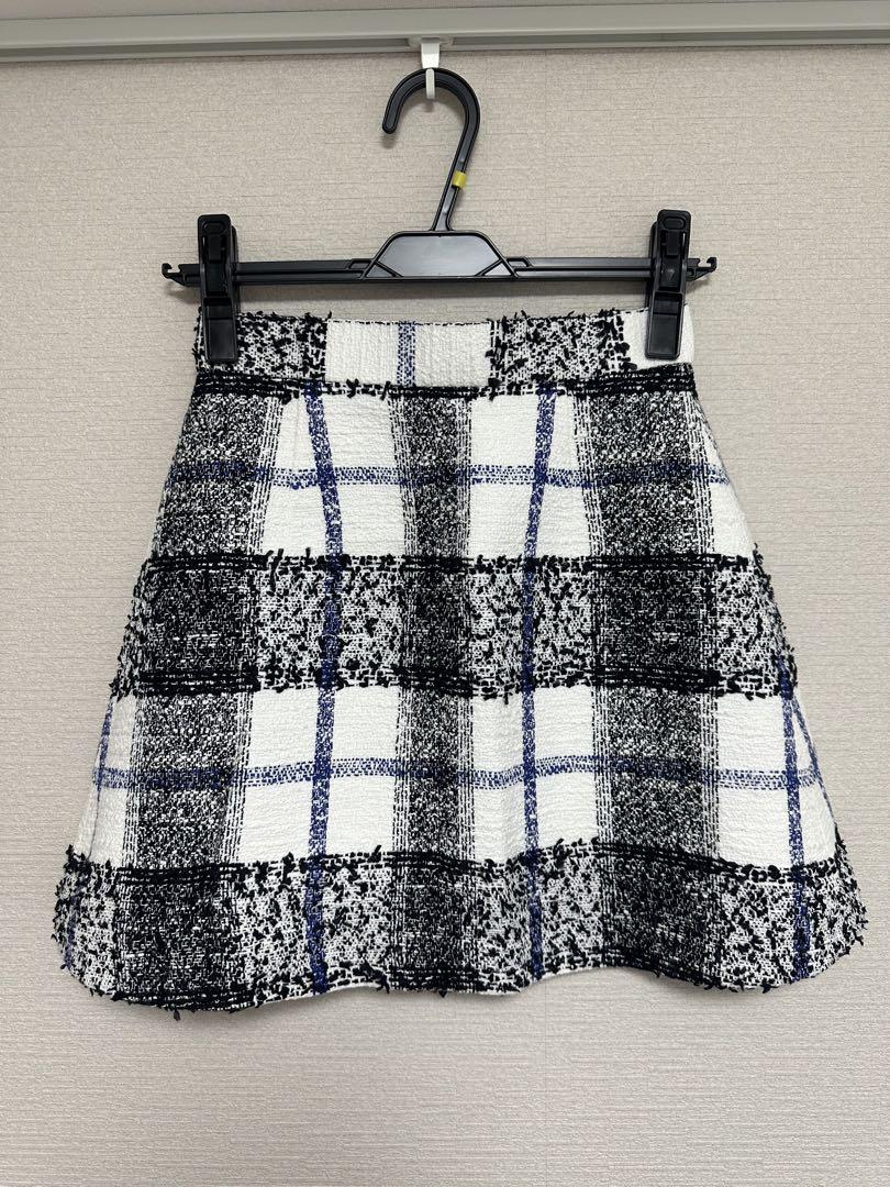 【美品】sheller シェリエ TOY ZIPツイードミニスカート