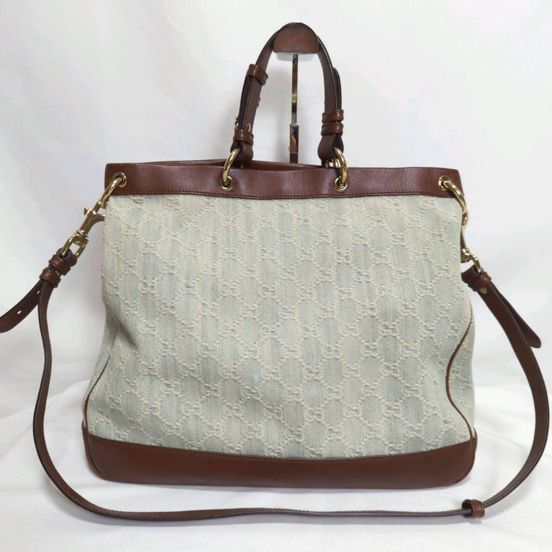 GUCCI グッチ バレンタイン GG柄 デニム 2way ハンドバッグ