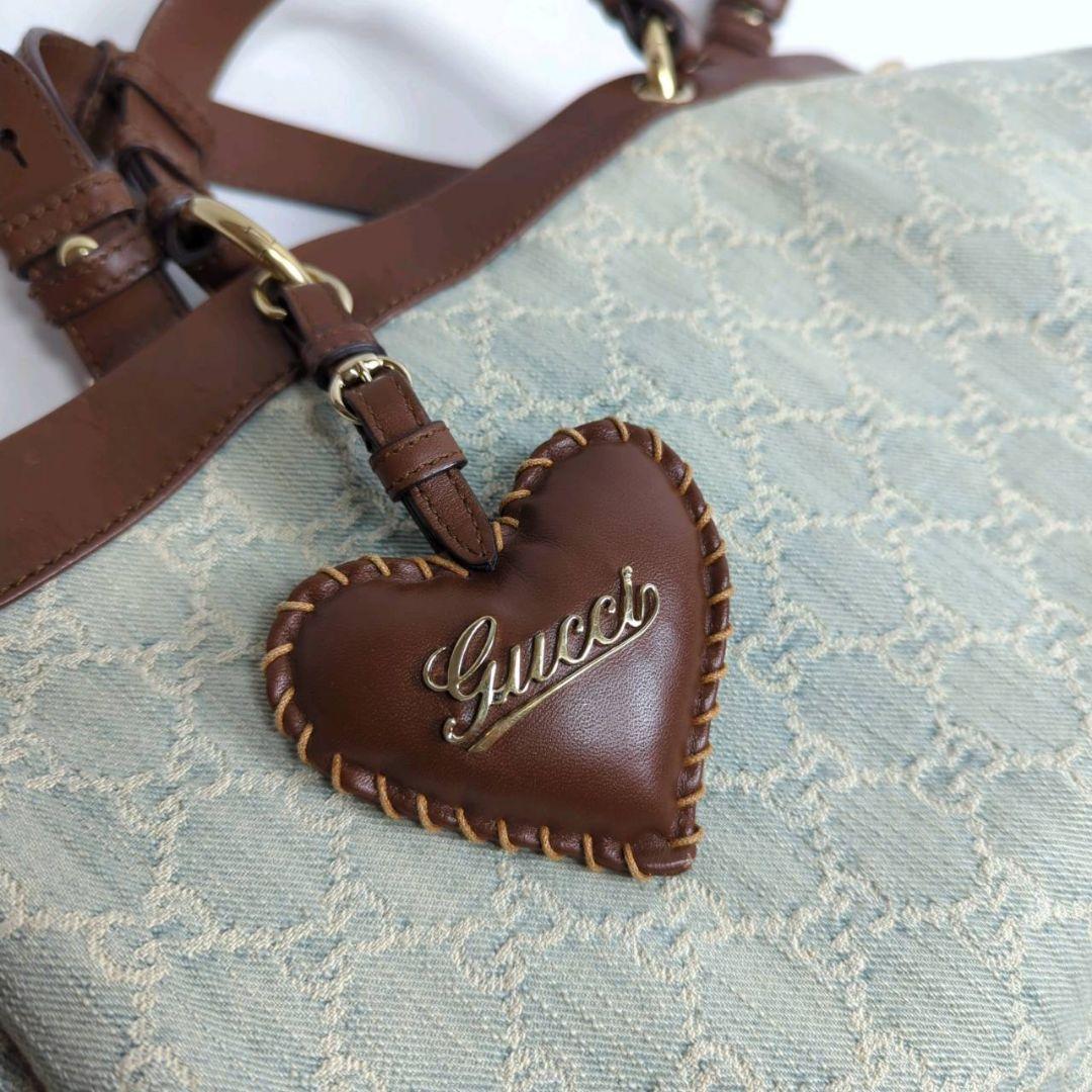 GUCCI グッチ バレンタイン GG柄 デニム 2way ハンドバッグ