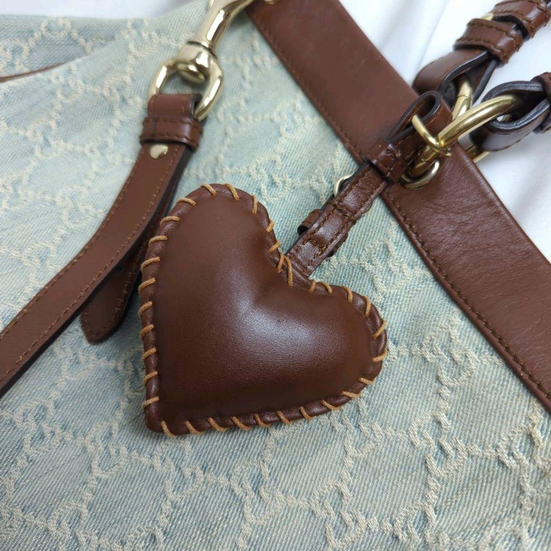 GUCCI グッチ バレンタイン GG柄 デニム 2way ハンドバッグ