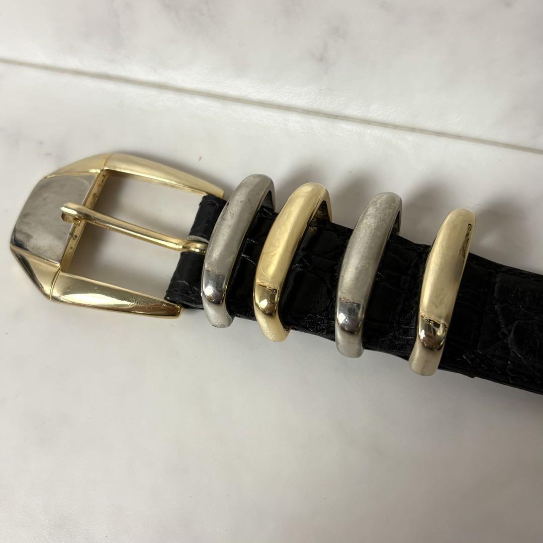 VERSACE ヴェルサーチ クロコ 金銀コンビ4連 ベルト