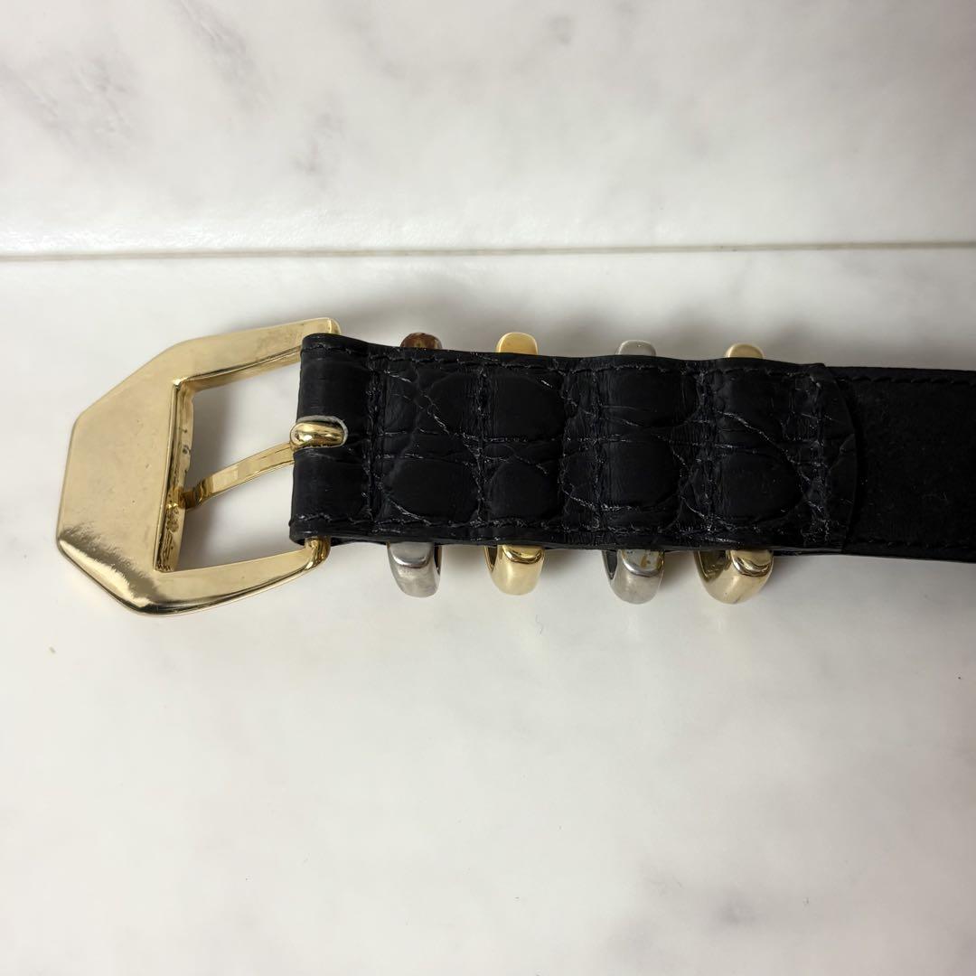 VERSACE ヴェルサーチ クロコ 金銀コンビ4連 ベルト