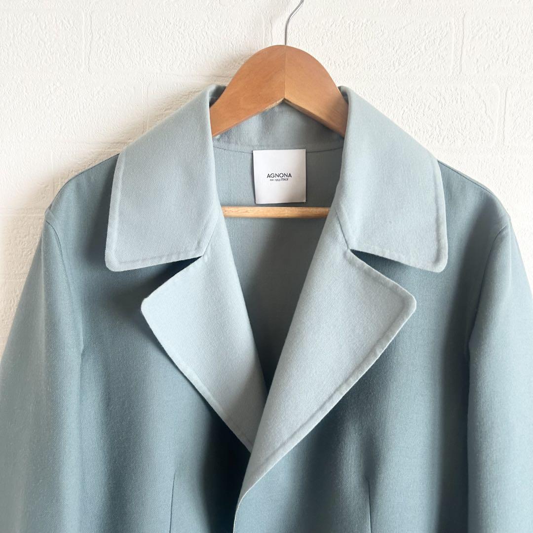 美品✨アニオナ AGNONA ロングウールコート ブルー 40