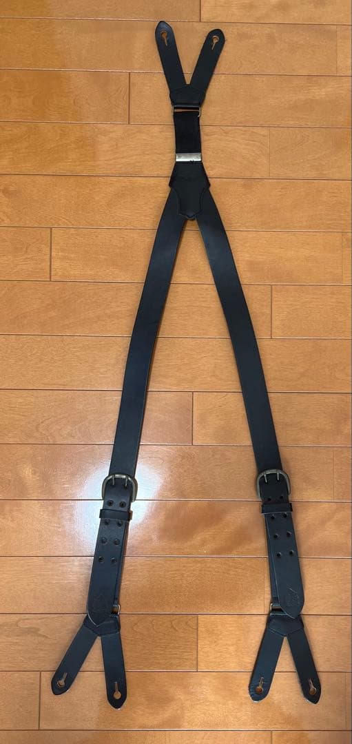 エビス　レザー ブラック サスペンダー