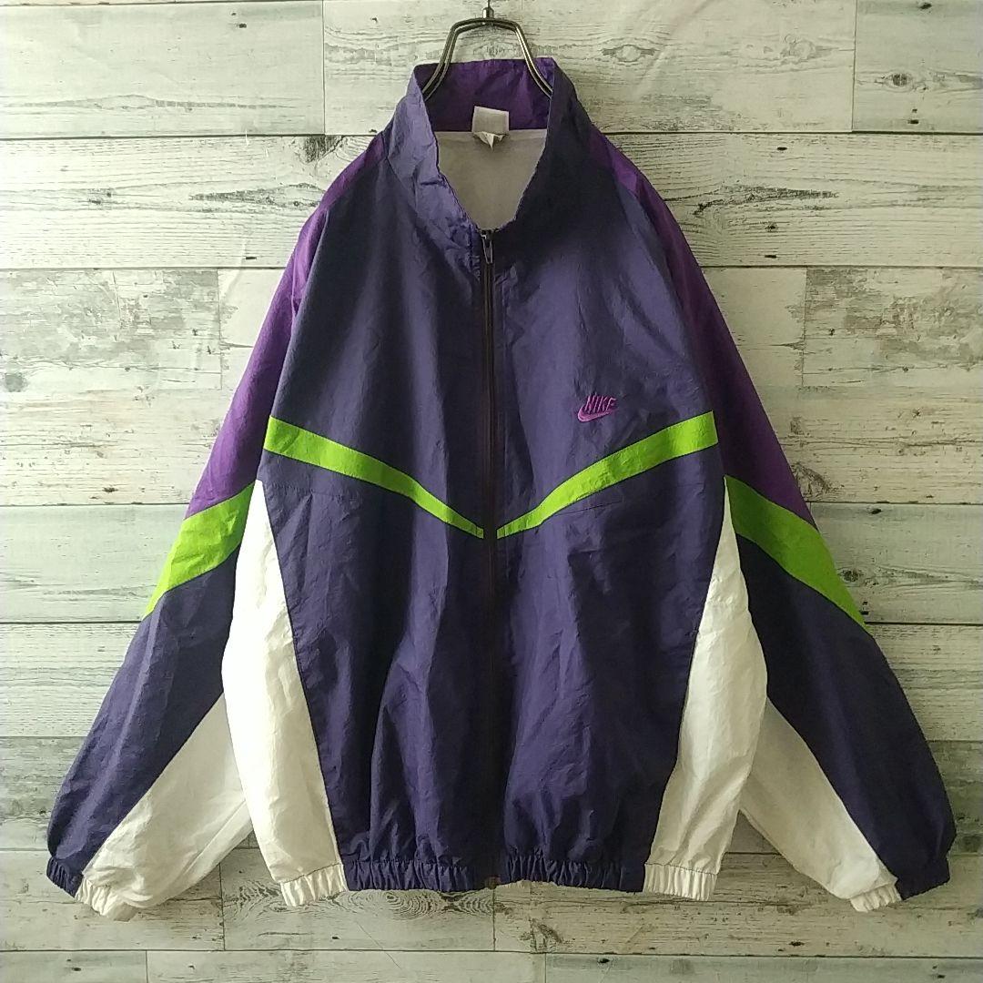 希少デザイン☆90s ナイキ 刺繍ロゴ マルチカラー 切替 ナイロン