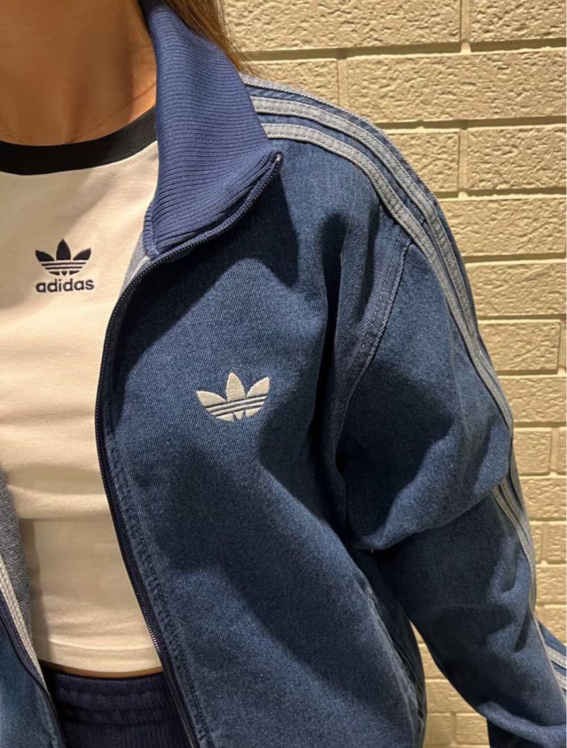 新品Mブルー⭐️adidasアディカラー デニム ファイヤーバード トラックトップ