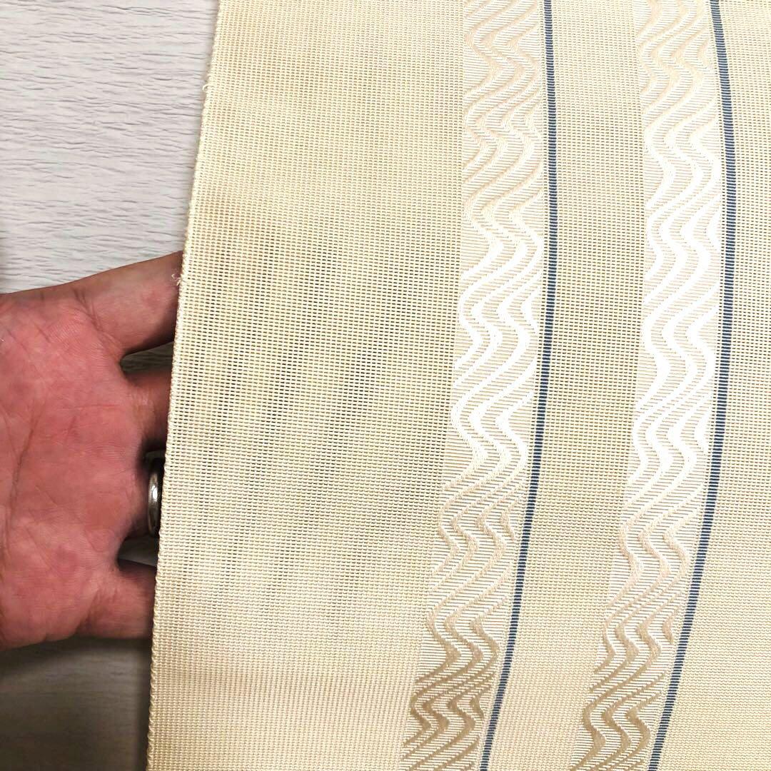 【美品　夏物】名古屋帯　本築博多　紗献上　波　松葉　帯幅31 帯丈362