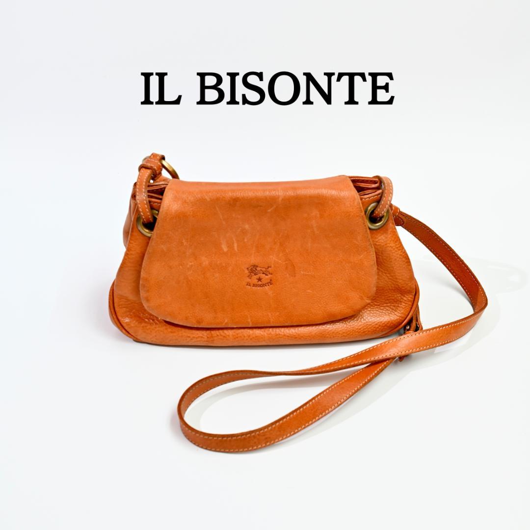 【IL BISONTE】レザーショルダーバッグ　イタリア製