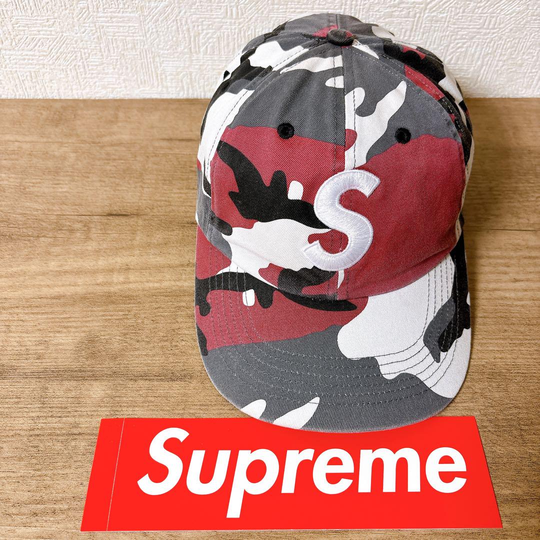 正規品　Supreme キャップ　帽子 アメリカ製　Sロゴ カモ柄　迷彩