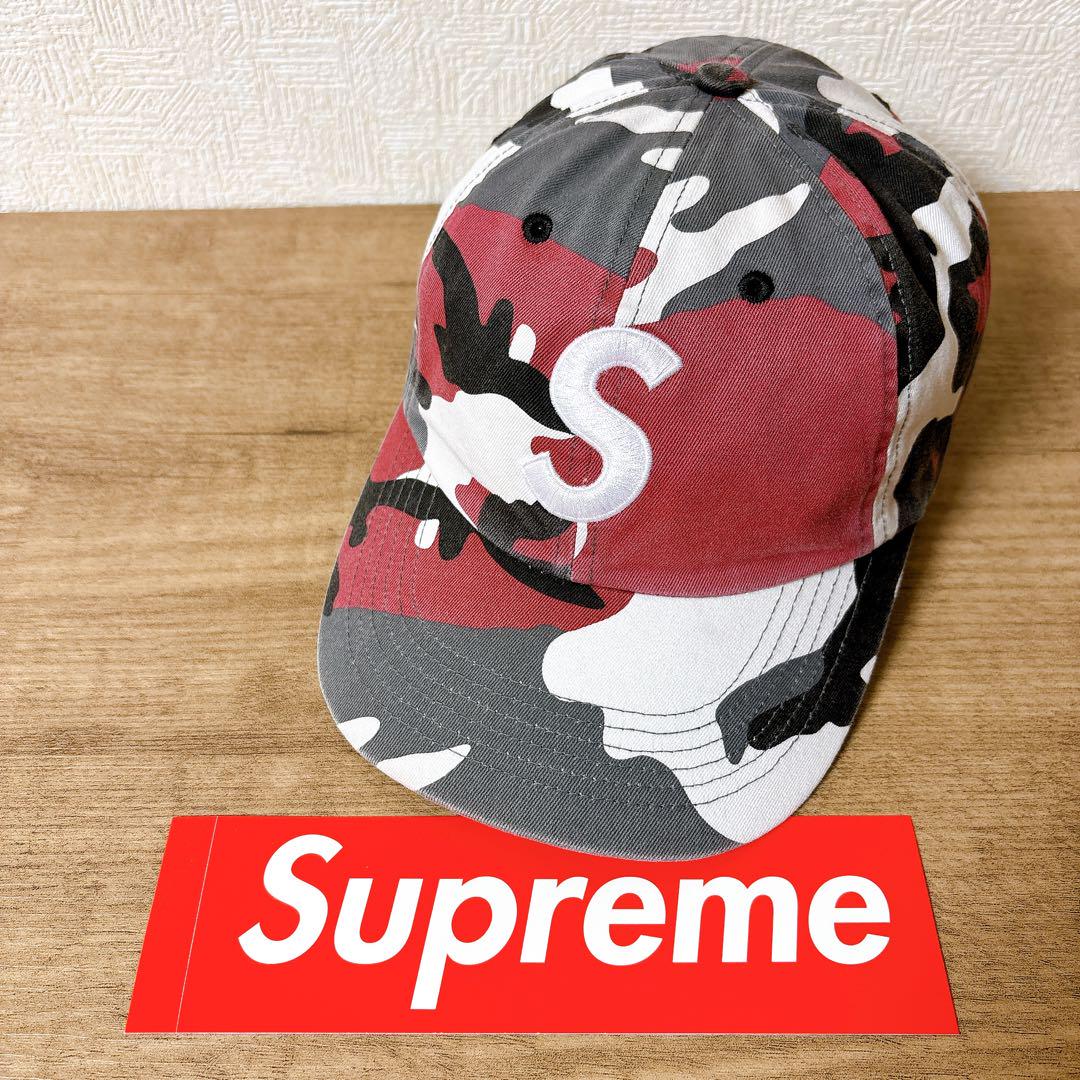 正規品　Supreme キャップ　帽子 アメリカ製　Sロゴ カモ柄　迷彩