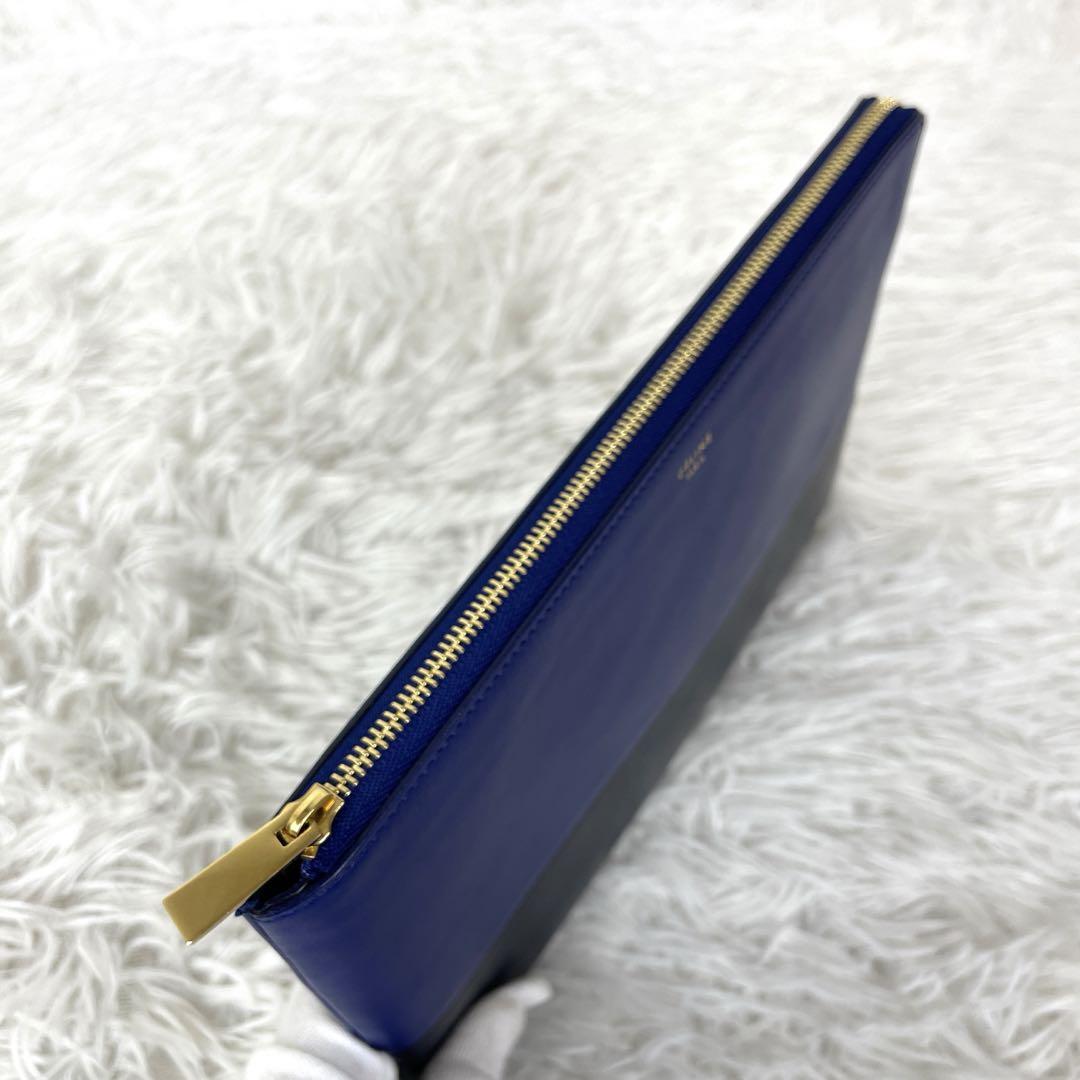 セリーヌCELINE バイカラーレザークラッチバッグ ピンクオレンジ