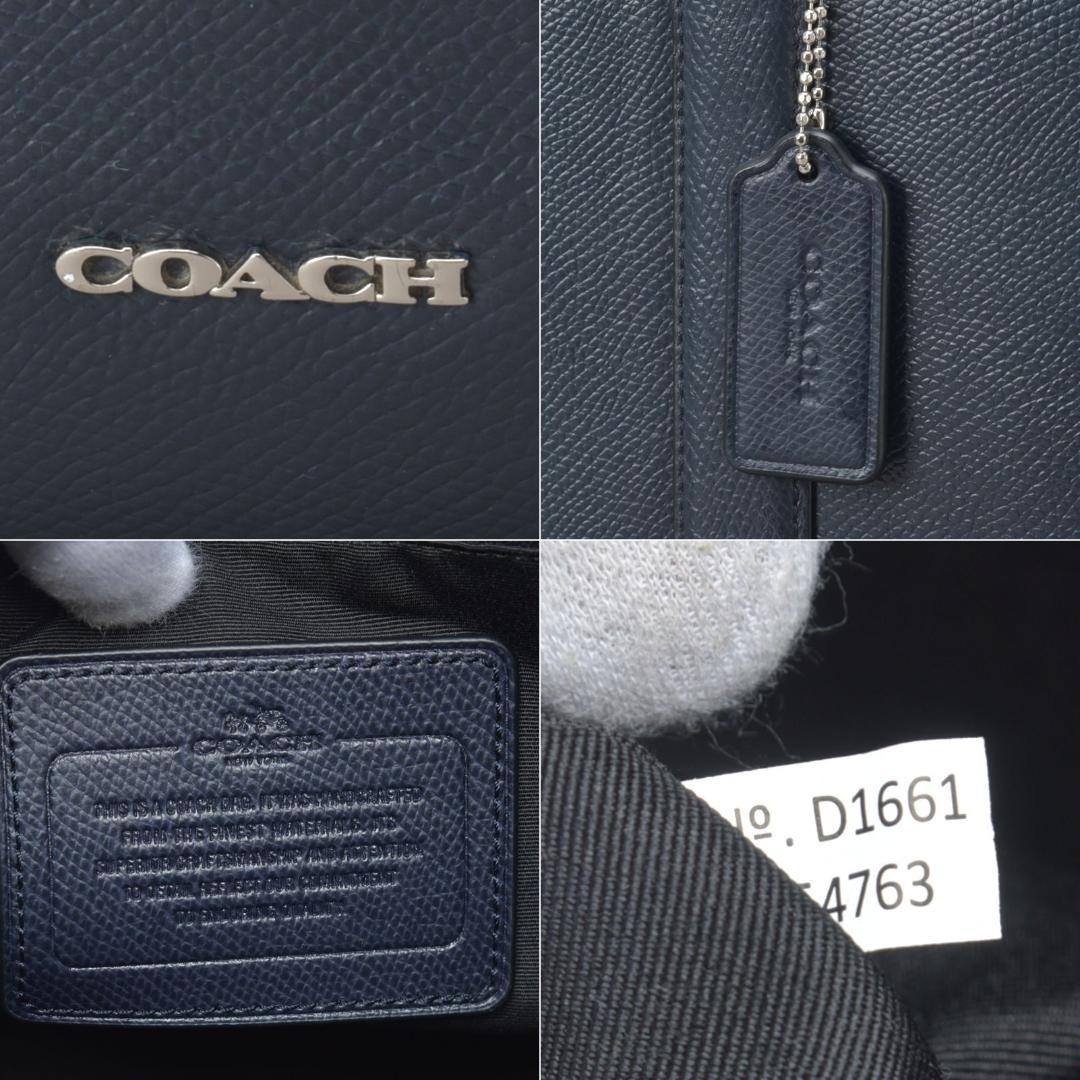 美品◇コーチ ビジネスバッグ 2WAY ショルダー クロスグレインレザー 紺