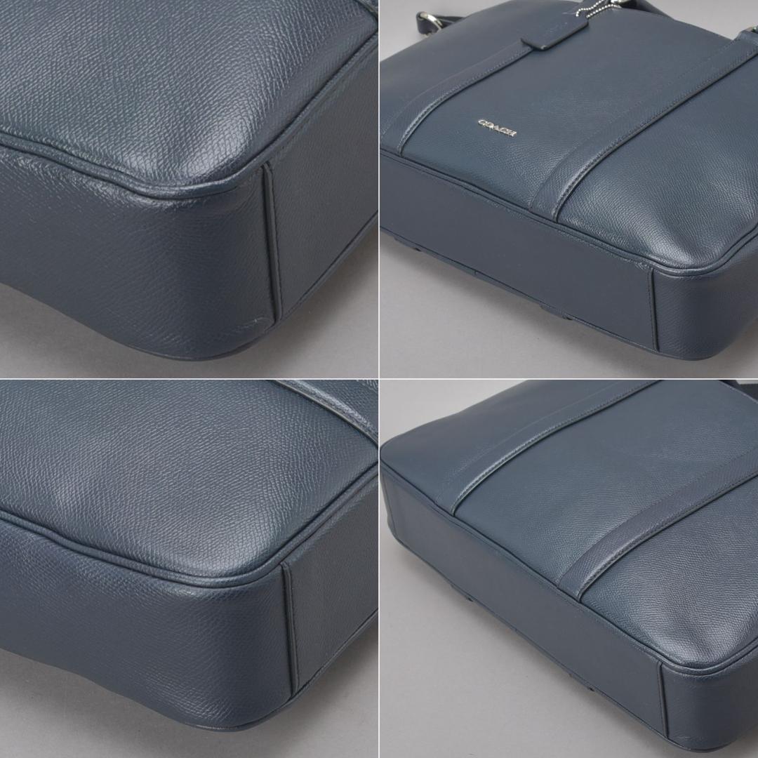 美品◇コーチ ビジネスバッグ 2WAY ショルダー クロスグレインレザー 紺