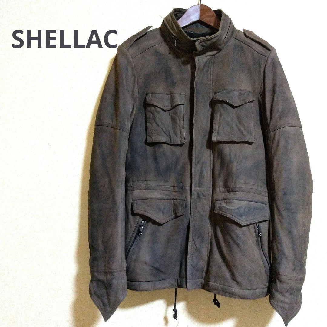 シェラック シープベルベット顔料流しM-65レザーブルゾンジャケット 46
