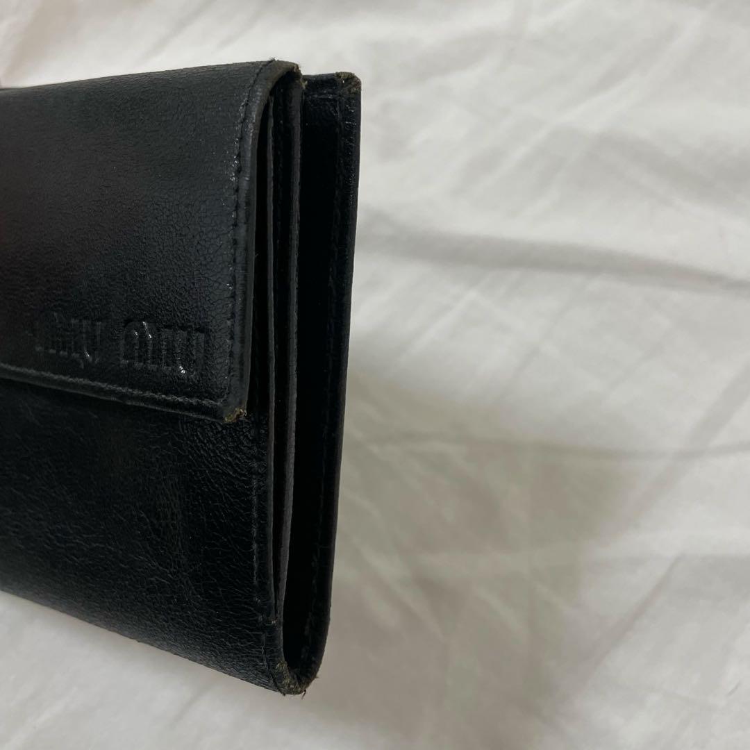 小物 MIU MIU black leather wallet