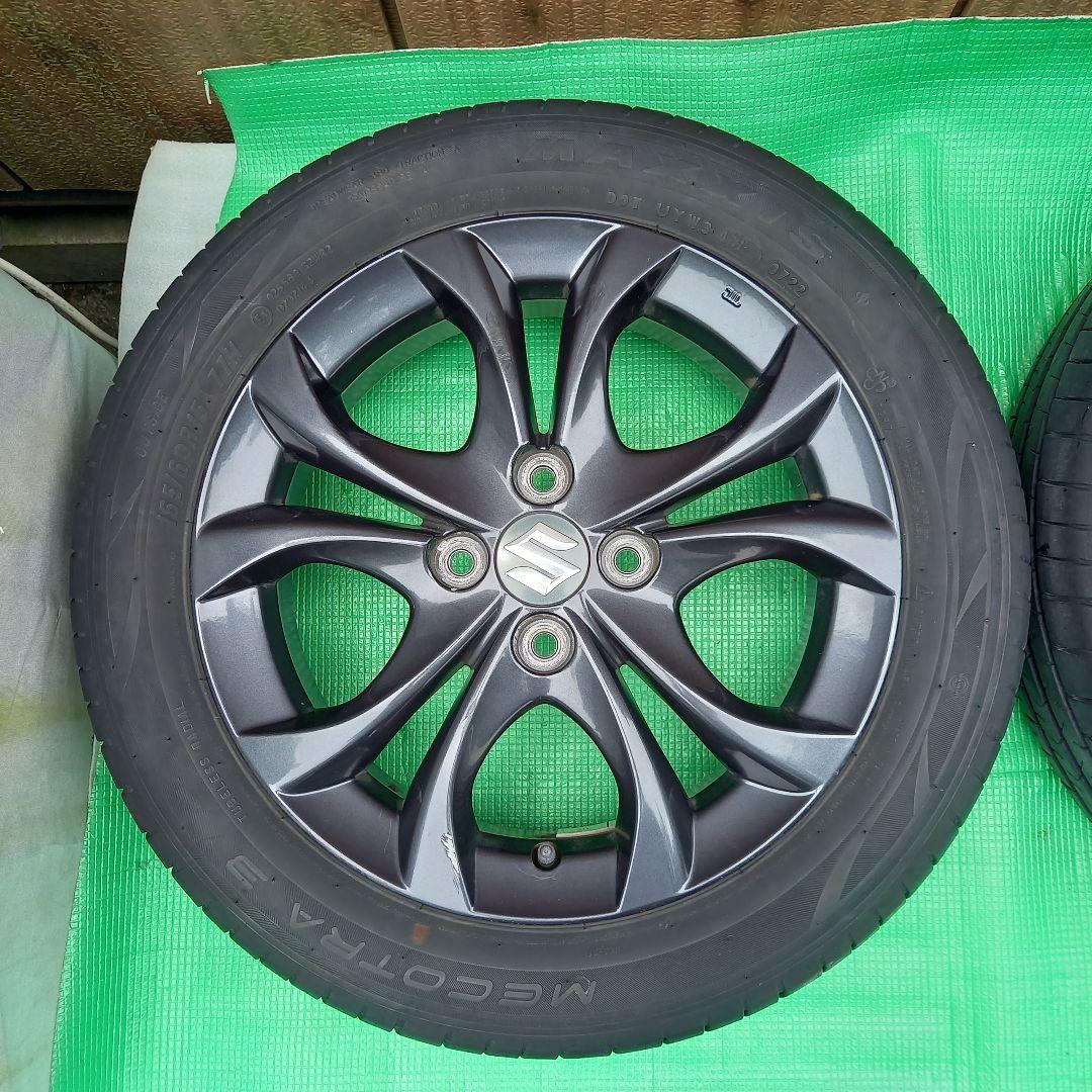 ①スズキ純正 ソリオ 15インチ アルミホイール 2本 タイヤ165/60R15