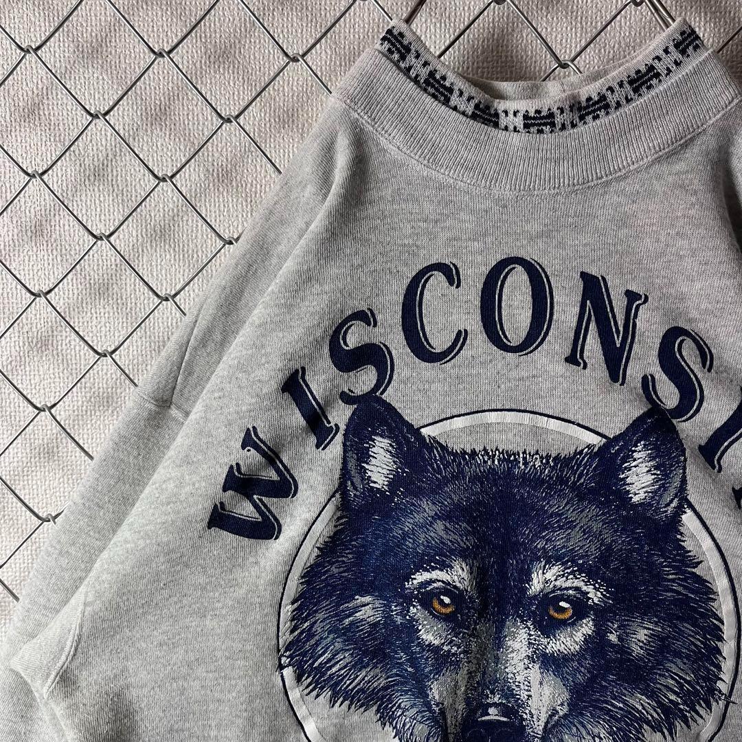 【90s】USA製　襟切り替え　スウェット　迫力デザイン　XL ゆるダボ　袖太