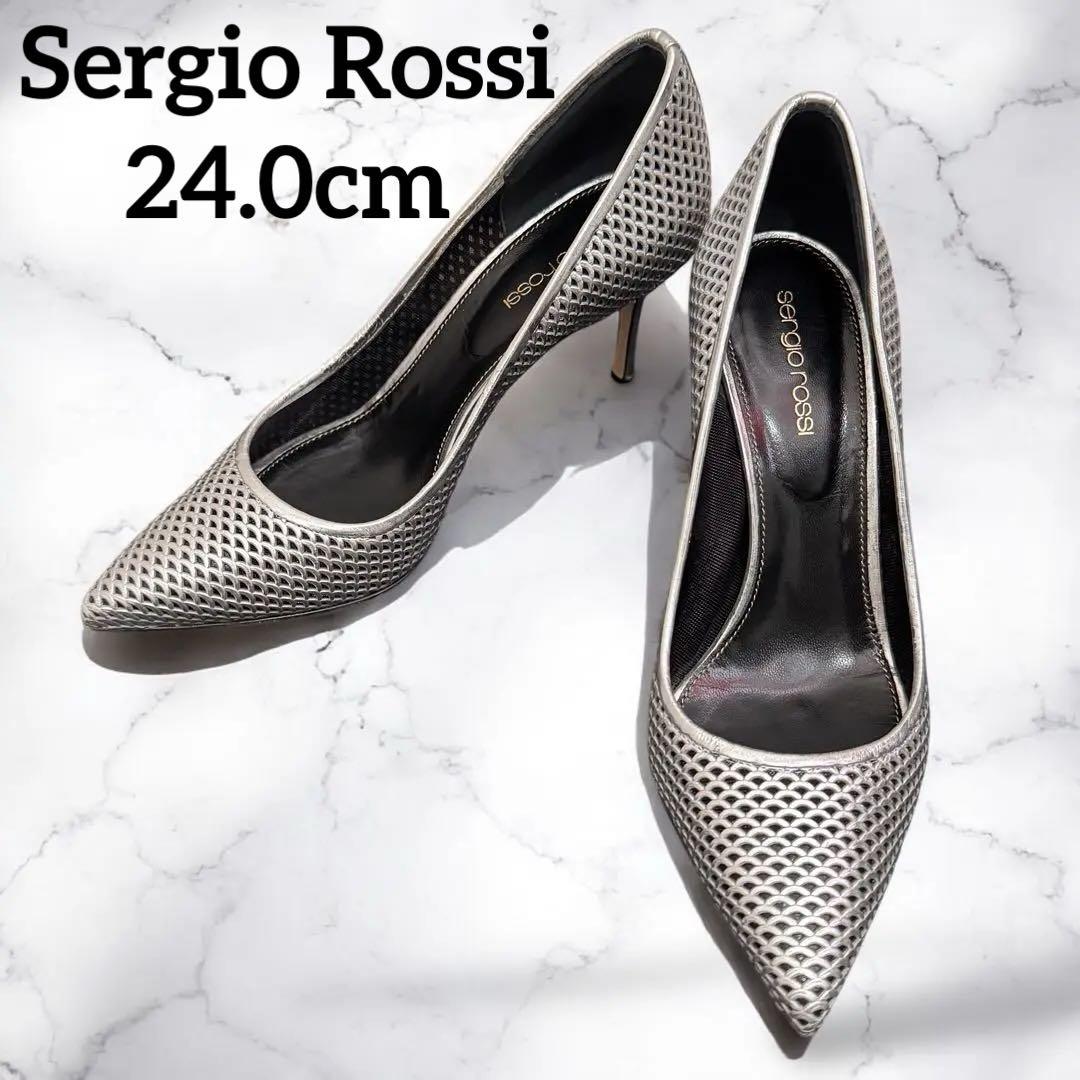✨極美品✨Sergio Rossi シルバーメッシュハイヒール 37(24cm)