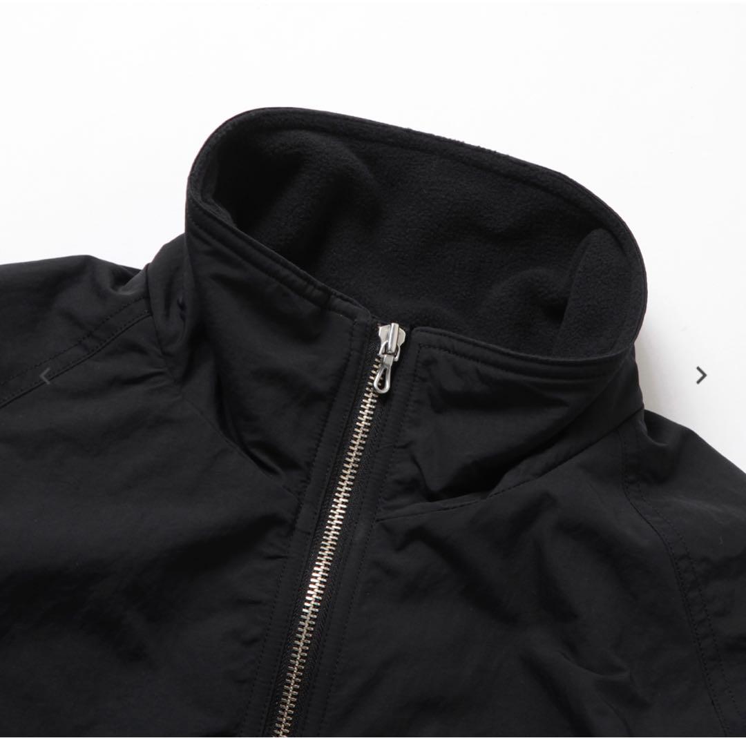 URU NYLON FLEECE ZIP UP BLOUSON BLACK