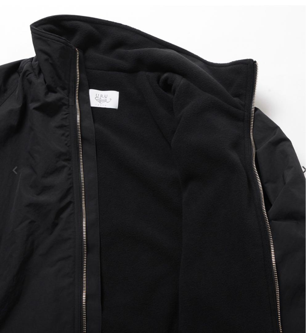 URU NYLON FLEECE ZIP UP BLOUSON BLACK
