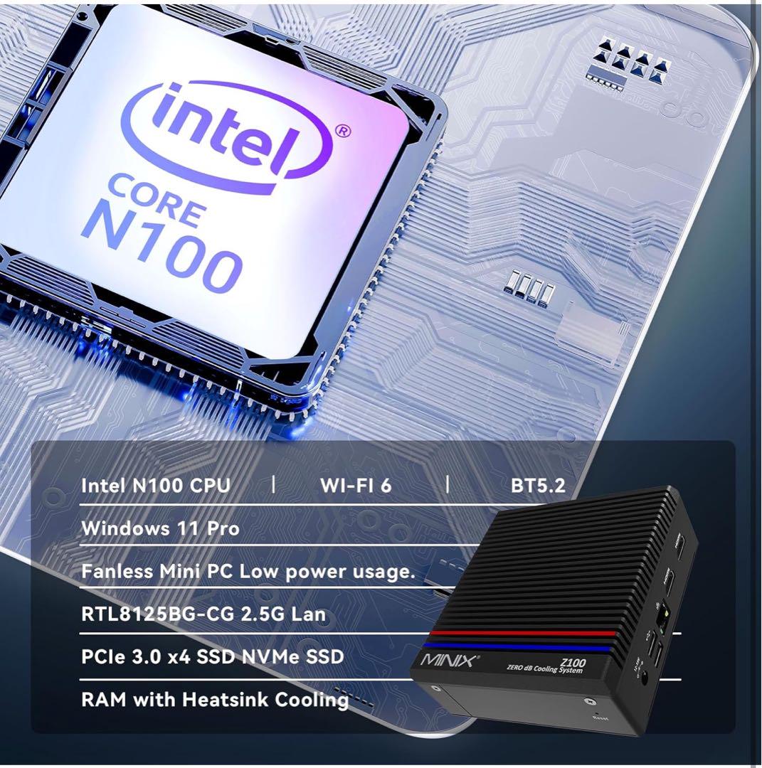 未使用品　MINIX NEO Z100 ファンレスミニpc 12世代N100