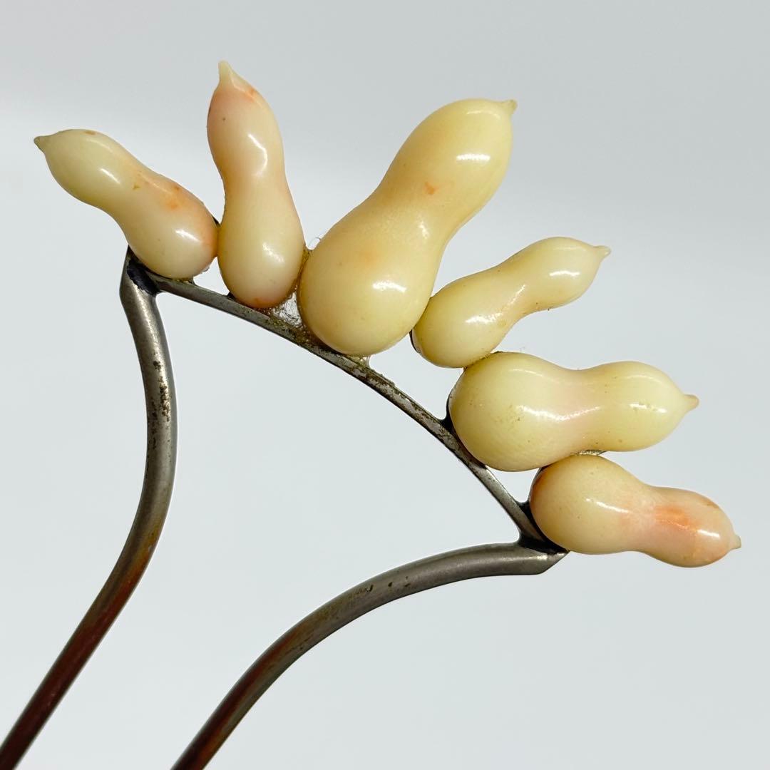 082701 ビンテージ　白珊瑚　六瓢箪　アール・ヌーヴォー　かんざし