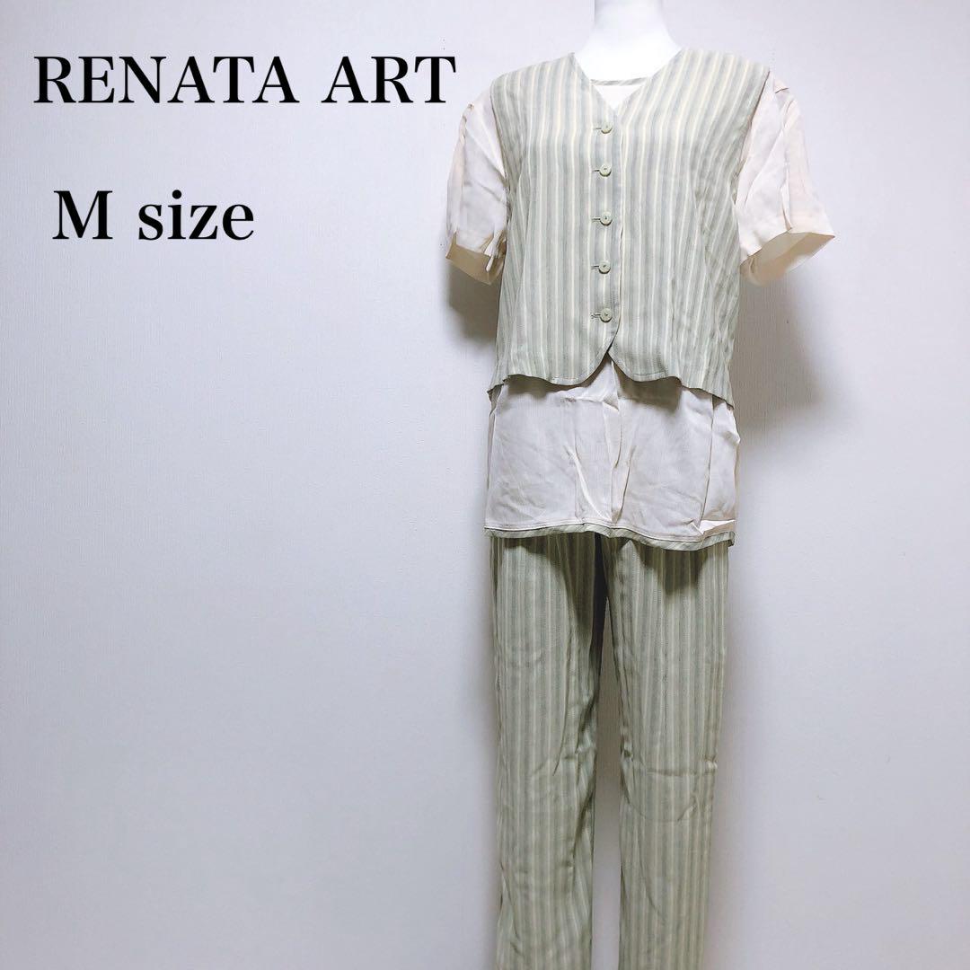 【レンタアート】ストライプ パンツ セットアップ ベスト ブラウス 日本製
