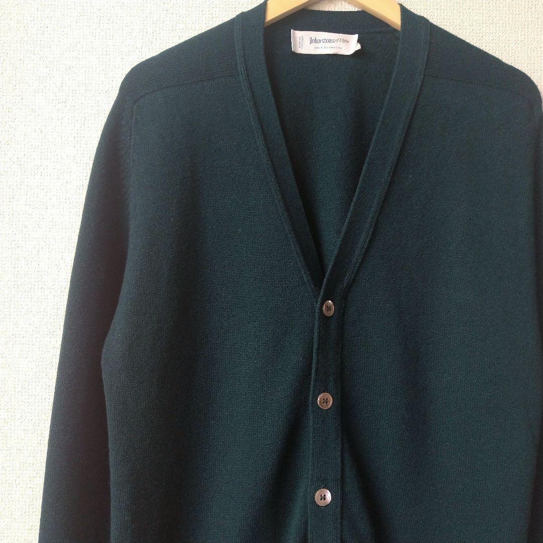 Johnstons of Elgin カシミヤ100％ カーディガン グリーン