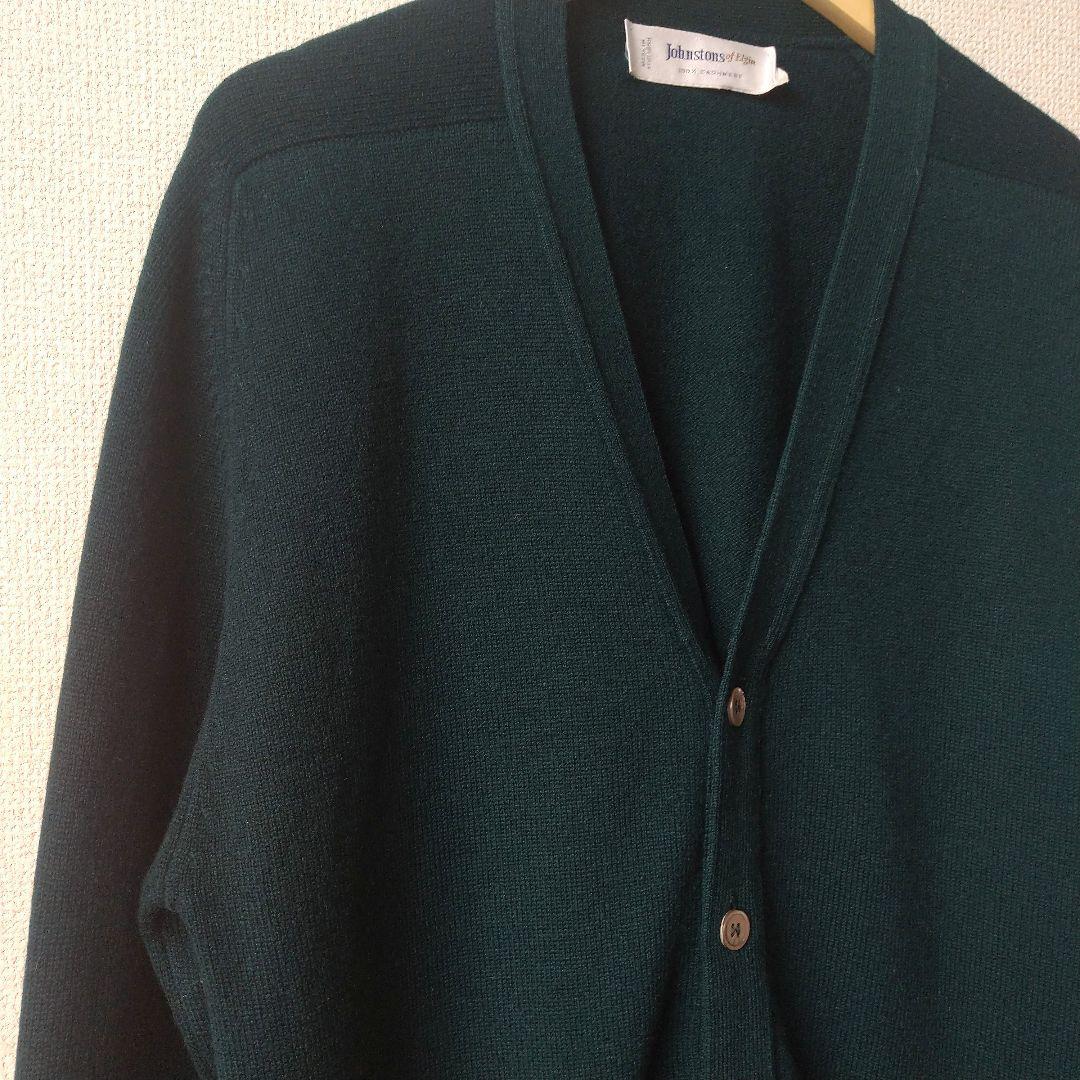 Johnstons of Elgin カシミヤ100％ カーディガン グリーン