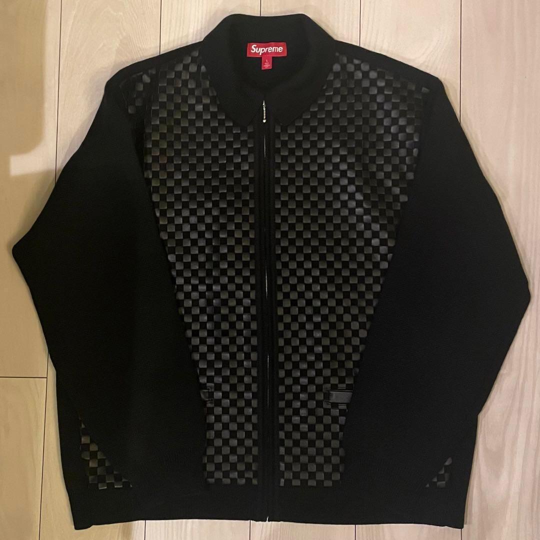 トップス supreme Woven Leather Zip Up Cardigan L