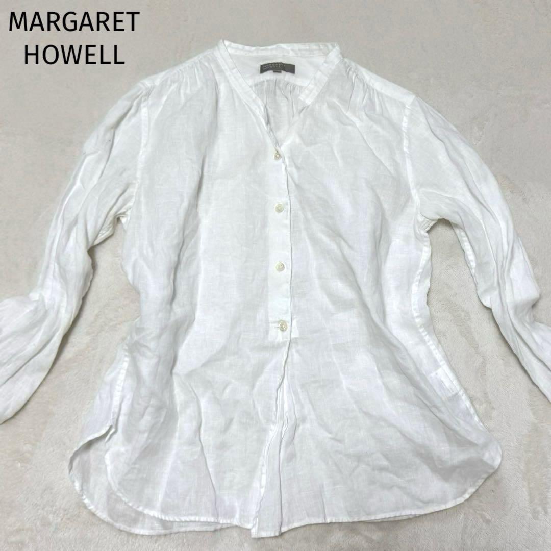 極美品✨マーガレットハウエル　長袖シャツ 麻100%　バンドカラー　サイズ1