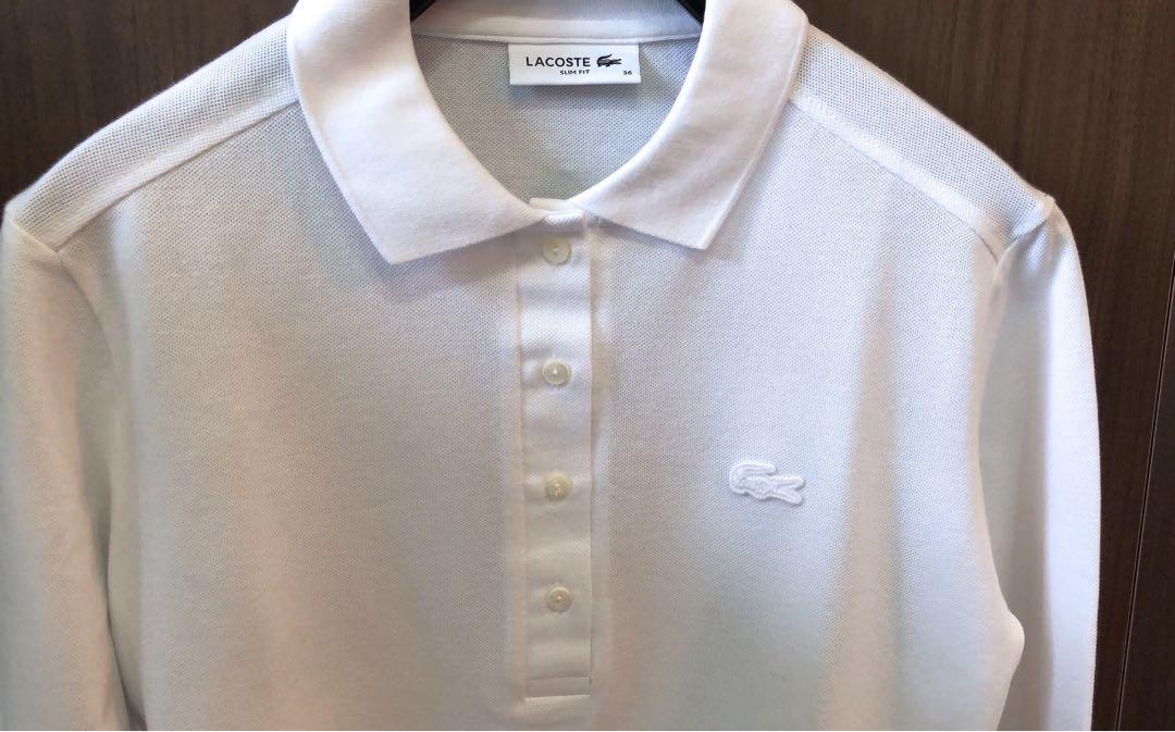 新品未使用　LACOSTE レディース　長袖ポロシャツ　ホワイト　定価約2万円