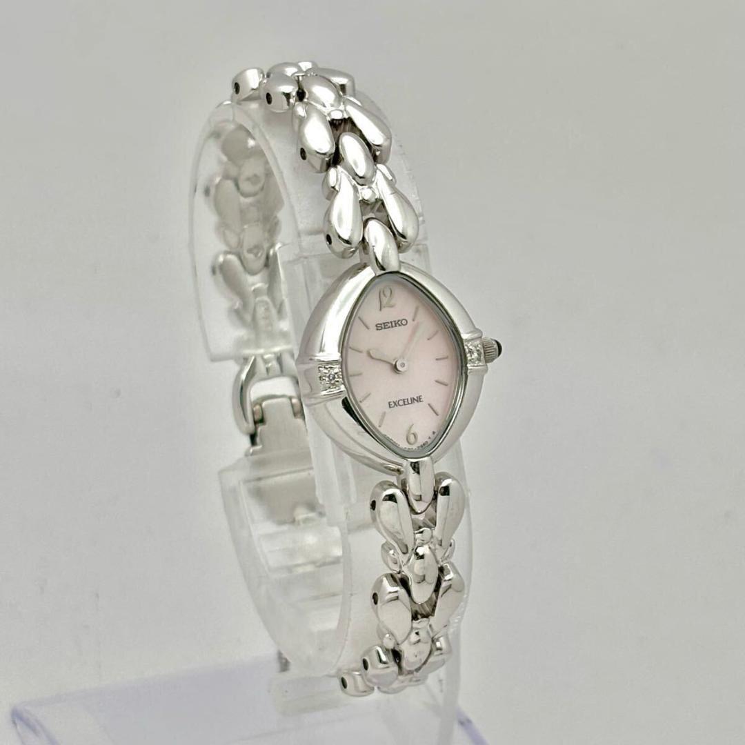 美品/新品電池】 SEIKO エクセリーヌ ダイヤ シェル レディース 美品/新品電池】 SEIKO エクセリーヌ ダイヤ シェル レディース