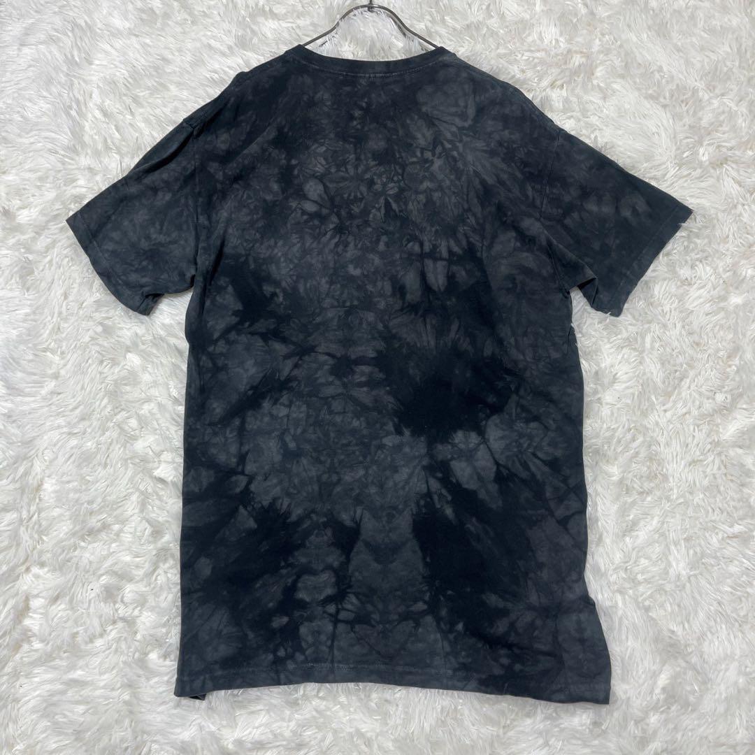 THE MOUNTAIN ネコ顔Tシャツ USA ブラック タイダイ L