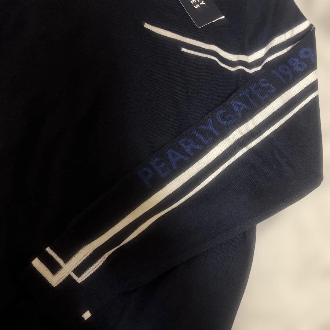 新品タグ付き　PEARLY GATES ネイビー セーター　サイズL 即決】PEARLY GATES パーリーゲイツ カシミヤ混 ニットセーター